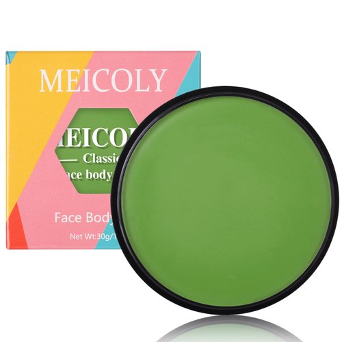 MEICOLY Light Green Face Body Paint for Christmas Makeup Stocking Stuffers,Water Based Washable Body Paint,Green Face Paint for Adults and Kids,Camouflage Hunting Camo Gamora Witch Cosplay Makeup