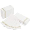 AH AMERICAN HOMESTEAD Disposable Paper Hand Towels for Bathroom Decorative - White Linen-Like Paper Napkins - Ideal for Guest Bathroom Dinner Party or Wedding (Gold Brocade, 100)