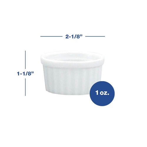 HIC Kitchen Mini Butter Crock Ramekin Set, Fine White Porcelain, 1-Ounce, Set of 6