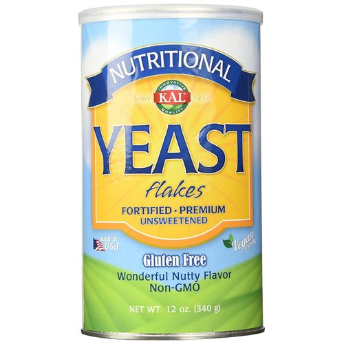 KAL Nutritional Yeast Flakes, Fortified with B12, Folic Acid & Other B Vitamins, Unsweetened, Great Nutty Flavor, Vegan & Gluten Free, 60-Day Money Back Guarantee, Made in the USA, 34 Servings, 12oz