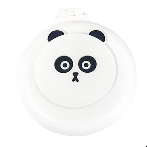 White Panda Mini Hair Brush for Purse, Pocket Hair Brush with Mirror for Girls, Cute Portable Foldable Travel Mirror Hair Brushes Round Hair Comb Compact Massage Comb, Hair Brushes (2H973)