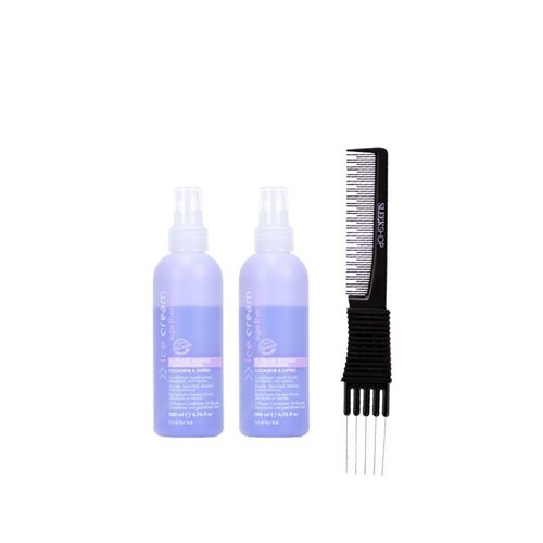 kuss Inebrya Ice Cream Age-Therapy Bi-Phase Blonde Conditioner (6.76 oz) with Teasing Comb Pack of 2, Purple