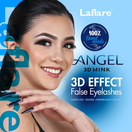 Laflare Laflare® 3D MINK ANGEL Eyelashes,20 Single Packs Luxury Synthetic False Eyelashes,16mm Dramatic Look Maximum Volume. Flare shape, Reusable Faux Lashes (AM04X20P, 20, Count)