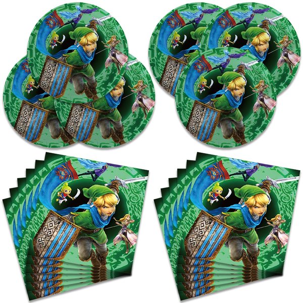 40Pcs Zeldas Party Supplies include 20 plates, 20 napkins for the Zeldas birthday party decoration