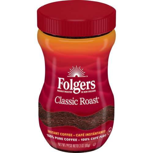 Folgers Classic Roast Instant Coffee, 3-Ounce Jar