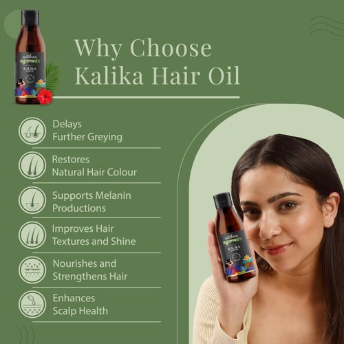 Satthwa Kalika Hair Oil - Make Your Hair Naturally Darker Helps Fight Greying and Black of Hair Naturally Suitable for All Types Hair Men and Women- 150ml (5oz)