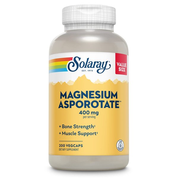 Solaray Magnesium Asporotate 400 mg, Chelated Magnesium Supplement for Bone Health, Muscle & Nerve Function Support