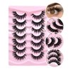 MayIFindYou Wispy Lashes,Fluffy False Eyelashes 7 Pairs Short Fake Mink Lashes Full Volume Faux Strips Lash Pack (Snowflakes S4, 7 Pairs Pack)