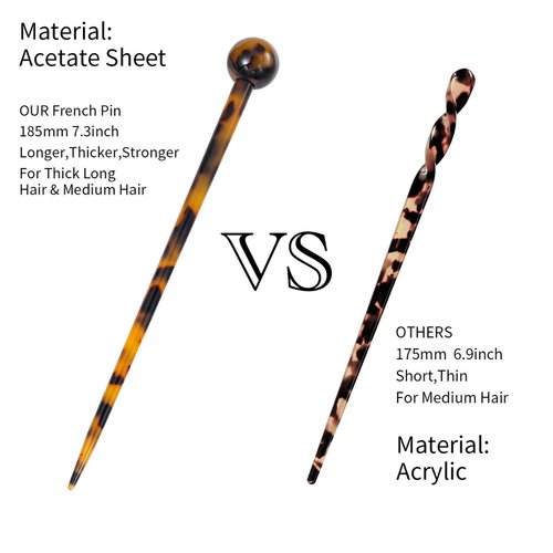 FRDTLUTHW 7.3Inch Long Hair Sticks Acetate Hair Pin for Women Thick Long Hair Creamy-white(pack of 1)