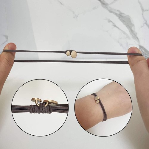 UDeBe 20PCS Black Hair Ties Bracelets Metal Beads Mix