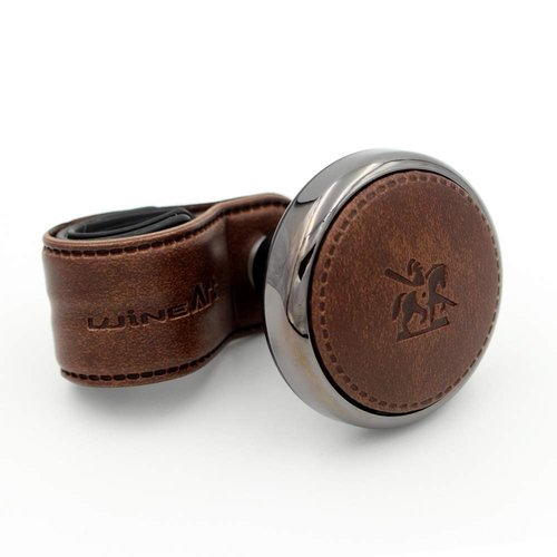 [Leather Power Knob] BLACKSUIT can be mounted on all models Vehicle Handle Spinner Power Handle Spinner Handle Car Accessories luxury Hi-quality Power Handle Steering Wheel Spinner Knob (Dark Brown)