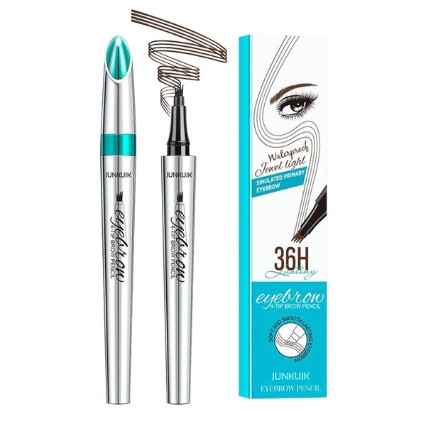 Microblade Eyebrow Pen,4 Tip Eyebrow Pencil,Waterproof Microblading Eyebrow Tattoo Pen,Long Lasting Smudge Proof Eye Brow Pen Pencils for Women(Dark Brown)