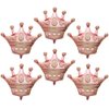 Shiny Pink Crown Balloons Cap Balloon Royal Prince Princess Party Decoration, 6 Pack Rose Gold Crown Shaped Foil Balloons Kids Party King Party Queen Theme Party Supplies Birthday Decoration