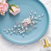 Easedaily Crystal Bridal Hair Comb Silver Rhinetsone Wedding Hair Pieces Pearl Headpieces Side Combs Hair Accessories for Women and Brides