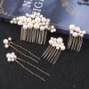 5PCS Pearl Hair Comb Set - Gold U-Shape Side Comb, Vintage Hair Clips, and Headpiece Accessories for Brides