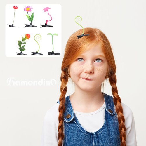 Framendino, 56 Pack Funny Bean Sprout Hair Clips Plant Hairpins Grass Barrette for Christmas Decoration