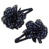 Funny Girl Designs Set of 2 Chiffon Flower No Slip Snap Hair Clips (Black Flower w/White Dots)