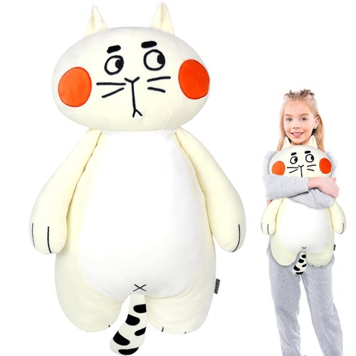 DBPBToU 23 inch Cat Stuffed Animal Pillow, Weighted Stuffed Animals, Cute Cat Stuffed Animals for Girls Baby Stuffed Animal (Cat That eats Melon)