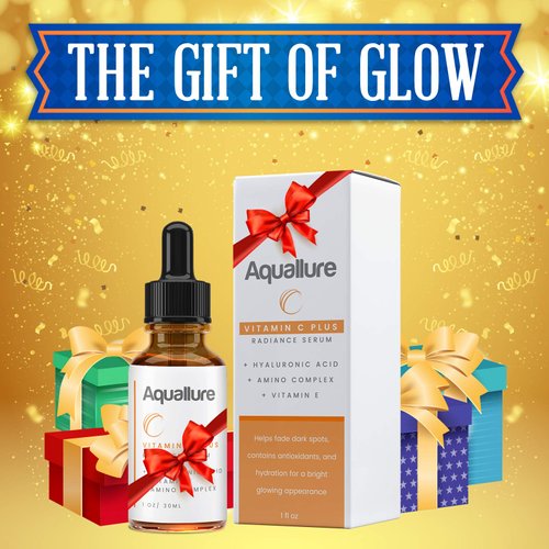 NEW! Aquallure Vitamin C Plus Radiance Serum - Antioxidant Facial Formula to help Brighten, Hydrate, & Plump Skin with Hyaluronic Acid, Amino Complex, Vitamin E - 1 fl oz