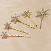 5 PCS Stars Hair Bobby Pins for Women Silver Gold Snowflake Hair Clip Crystal Rhinestones Hair Accessories for Holiday Wedding Birthday Bridal Prom Hairpin