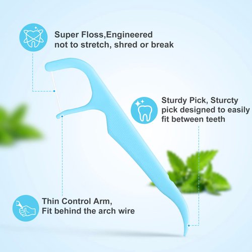 150 Count Mild Mint Braces Flossers for Adults & Kids, Orthodontic Flossers for Braces Fit Under Arch Wire, Dental Floss Picks for Braces with Floss Dispenser, Gentle Teeth Cleaning, 50 Count(3 Pack)