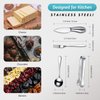 14 Pieces Spreader Knife Set Cheese Butter Spreader Knife Cheese Slicer Knife Stainless Steel Blade with Handles Mini Serving Tongs Spoons and Forks for Birthday Wedding (Stainless Steel Handle)
