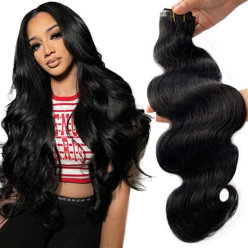 Seamless Clip in Hair Extensions Human Hair, Body Wave Natural Black Hair Extensions Real Human Hair Clip in Extensions, 7pcs 100G 16 Inch Ubetta Remy Human Hair Extensions for Women