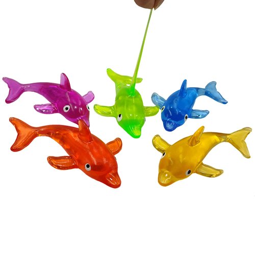 5Pack Super Stretch Sticky Dolphin Mochi Squishy Toys,Soft Stress Relief Fidget Toys, Goodie Bag Stuffers,Classroom Prizes,Birthday,Party Favors