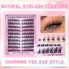 Lash Clusters Kit Cat Eye Wispy Eyelash Extension Kit Manga LC Individual Lashes Natural Fox Eye Eyelash Clusters Lash Extension with Lash Bond and Seal Lash Applicator,2Lash Brush (120Pcs,9-15MM)