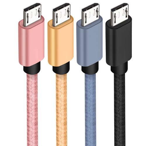 SUMPK Short Micro USB Cable 4 Pack 8 Inch, USB 2.0 A-Male to Micro B Nylon Braided High Speed Charging Cable Compatible for Android Phone, Power Bank, TV Stick and Tablet