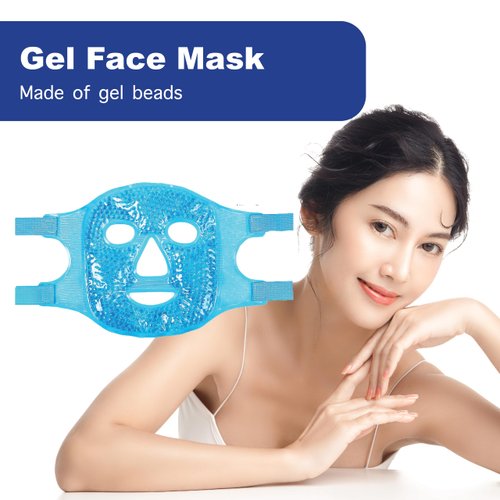 DOSIMIIN USA Merchant - Face Gel Mask Cooling, Cold And Hot, Reduce Puffiness, Dark Circles, Swelling, Headache, Ice Pack Reusable, Skin Care, Therapy (Face Mask Blue)