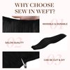 GOO GOO Sew in Hair Extensions Real Human Hair, Weft Hair Extensions Human Hair, 1 Jet black 18 Inch-100g, Weft Bundles Straight Silky Remy Hair