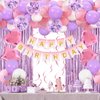 Happy Birthday Decorations for Women Girls - 50 PCS Purple Pink Birthday Decorations include Happy Birthday Banner Balloons Fringe Curtain Hanging Swirls for Birthday Party Supplies