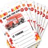 Soiceu Firetruck Birthday Invitations, Watercolors Fire Truck Firetruck Party Invites with Envelopes Set of 20