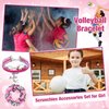 Sieral 4 Pieces Volleyball Gifts for Girls 14oz Water Bottle Hair Scrunchies Bracelet Jewelry for Girls Zipper Pouch Sports Accessories for Sports Music Lover Gifts (Pink, Purple)