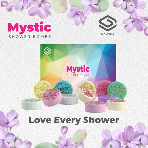 Mystic Set of 12 Shower Bombs – Shower Steamers - Aromatherapy – Essential Oils for Home Spa – in Shower Steamer Spa - Vaporizing Shower Tablets – for Mom and Wife – Perfect Set