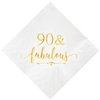 Crisky 90 and Fabulous Cocktail Napkins Gold for Women 90th Birthday Decorations, 90th Birthday Bevergae Dessert Cake Table Supplies, 50Pcs, 3-Ply
