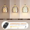 Cinkeda Plug in Pendant Light, Black Farmhouse Hanging Lights with Linen Shade, 15ft Golden Cotton Cord, Industrail Ceiling Lamp with Dimmable Switch, for Kitchen Island Living Room (Bulb Included)