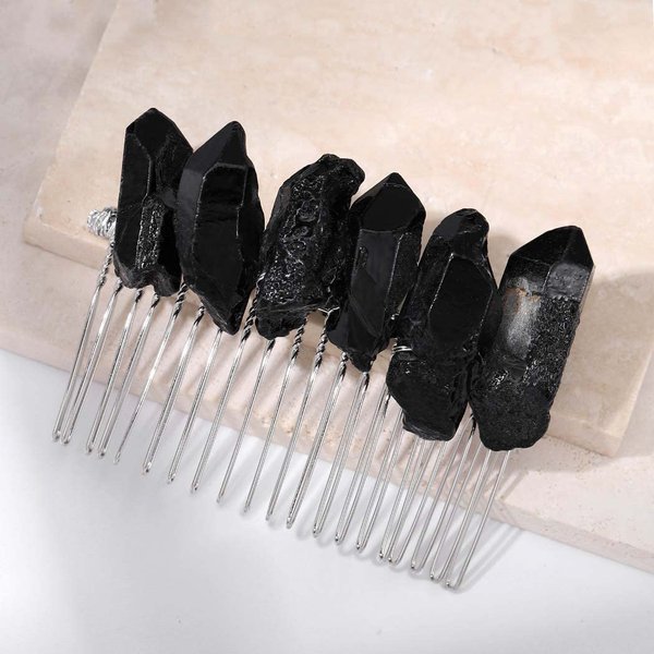 Casdre Crystal Bride Wedding Hair Accessories Quartz Bridal Hair Comb Rhinestone Hair Piece for Women and Girls (E Black)