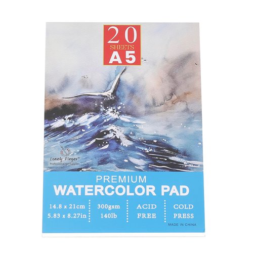 Watercolor Pad, 140lb/300gsm, 20 Sheets, Cold-Pressed, Acid-Free,Artist Painting Paper Ideal for Beginners and Students - Watercolor Paper Painting (A5)