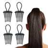 4PCS Bandette Comb,Comb Hair Styling Tool with Elastic Rubber Band Hair Comb Ponytail Bump it Up Volume Combs Hair Accessory for Easy and Chic Hairstyles(Black)