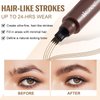 3D Microblading Eyebrow Pencil, 2024 New Waterproof Microblading Eyebrow Pencil Contouring Pen with 4 Fork Tip & Spoolie Brush, Precise Brush-Tip Create Natural Hair-Like Brows (#2 Dark Brown)