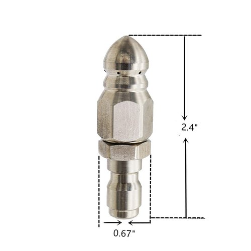 MIZORLIE Pressure Washer Sewer Jetter Nozzle with Stainless Steel, Mini Compact Durable Sewer Jet Nozzle,Pressure Drain Jetter Hose Nozzle,1/4'' Quickly Connector, 5000 PSI (1 set)