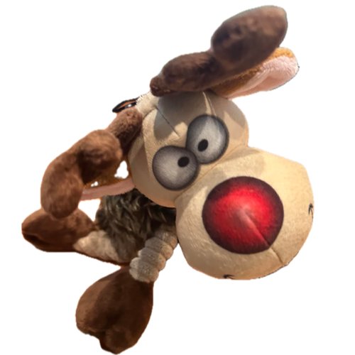 Ruffian Reindeer Dog Toy Premium Holiday Tough Plush w/Mini Tennis Ball & Squeaker