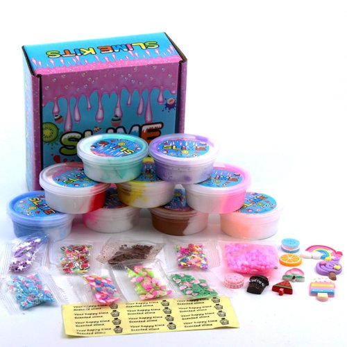 9 Pack Dual Color Butter Slime Kit for Girls,Non Sticky and Super Soft Sludge Toy,DIY Slime Party Favor for Boys,Birthday Gifts for Kids.