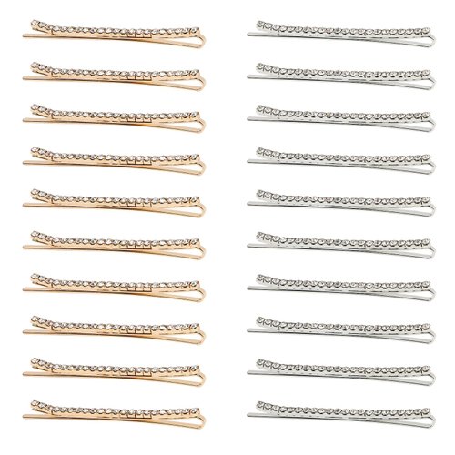 Ondder 20 Pcs Crystal Rhinestone Hair Pins: Gold and Silver Bridal Decorative Accessories for Women's Buns and Weddings
