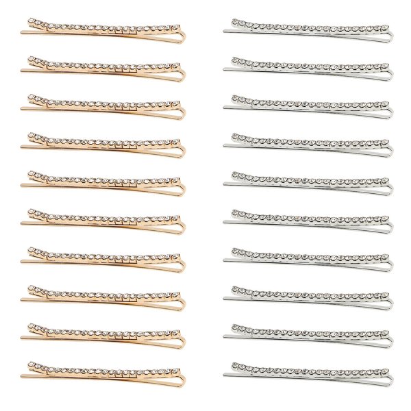 Ondder 20 Pcs Crystal Rhinestone Hair Pins: Gold and Silver Bridal Decorative Accessories for Women's Buns and Weddings