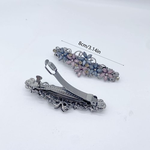 4 PCS Elegant Hair Barrettes for Women Ladies, Flower Crystal Rhinestones Barrettes Spring Hair Clip Accessories Women Fashion Ponytail Holders Barrettes for Daily Wear Mothers Day present