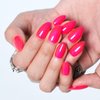 GLAMERMAID Press on Nails Short Almond, Handmade Fluorescence Hot Pink Glue on Gel Nails, Short Stiletto Acrylic False Nails Kits Reusable UV Finish Full Cover Stick on Nails for Women Girls