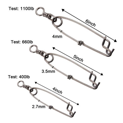 JSHANMEI Long line Snap Clips Stainless Steel Longline Branch Hanger Snap Swivels Float Line Tuna Clip Fishing Accessories (6inch-8pcs)